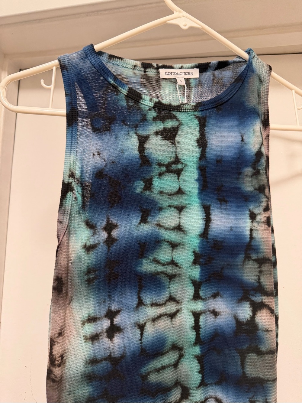 Cotton Citizen Blue & Aqua Tie-Dye Ribbed Tank Dress